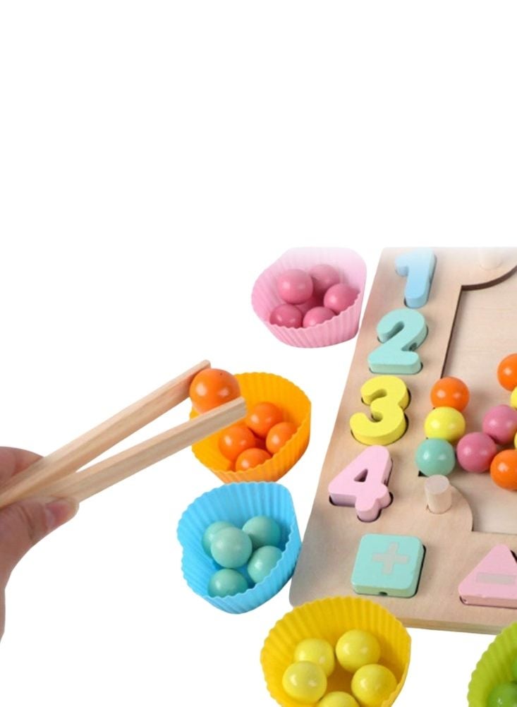 Premium Wooden Montessori Peg Board Bead Sorting Toy with Numbers, Colors & Fishing Game – Early Learning Fine Motor Skills Educational Toy for Toddlers - Image 2